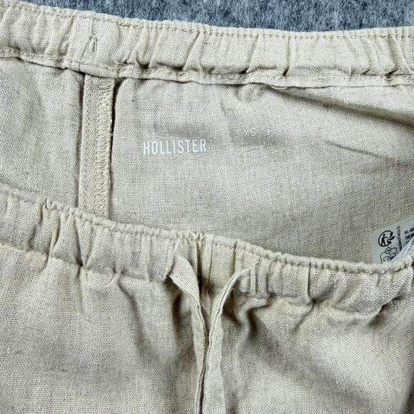 Hollister Womens XS Linen Blend Pants Pull On Baggy Wide Leg Beige 356F2681 - Picture 6 of 10